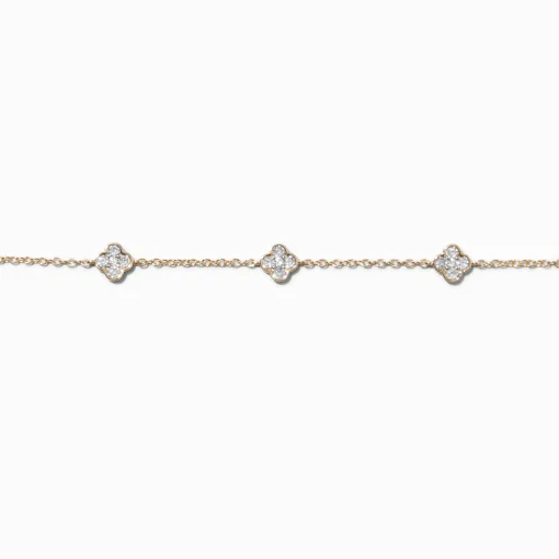 Ras-de-cou trèfle en zircon cubique couleur dorée