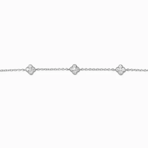 Ras-de-cou trèfle en zircon cubique couleur argentée