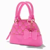 Sac à bandoulière période des fêtes matelassé rose avec cœurs couleur dorée
