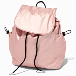 Sac à dos à rabat en nylon rose