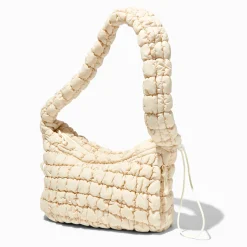 Sac bandoulière matelassé couleur ivoire