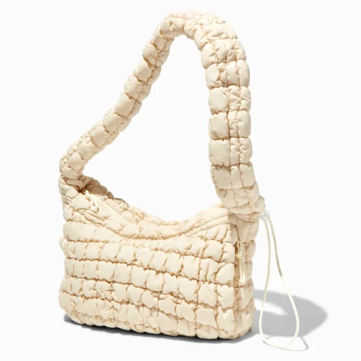 Sac bandoulière matelassé couleur ivoire