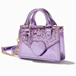 Sac cabas à bandoulière pailleté violet Claire's Club