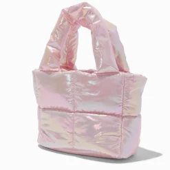 Sac cabas bouffant rose métallique