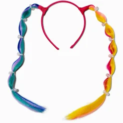 Serre-tête avec cheveux synthétiques tresse bulles arc-en-ciel Claire's Club