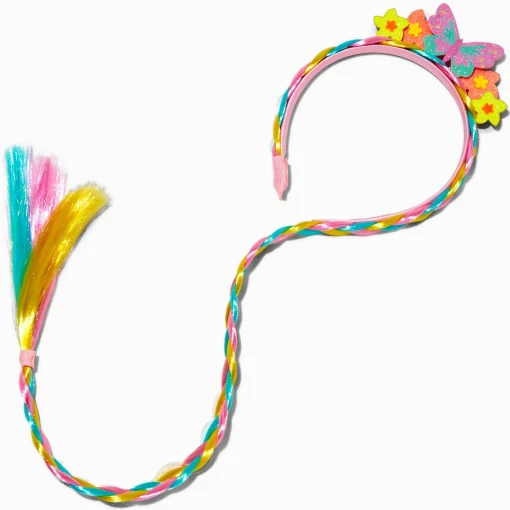 Serre-tête avec cheveux synthétiques à fleurs fluo Claire's Club