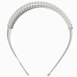 Serre-tête double rang perle d'imitation blanc