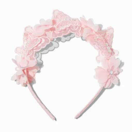 Serre-tête floral et papillon rose pour occasion spéciale Claire's Club