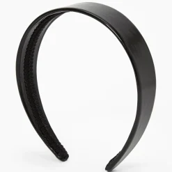 Serre-tête large en PU - Noir