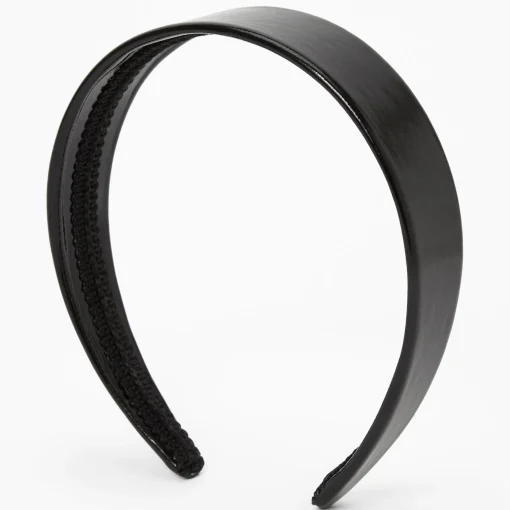 Serre-tête large en PU - Noir