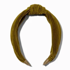 Serre-tête noué plissé vert olive