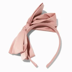 Serre-tête nœud noué soyeux rose tendre