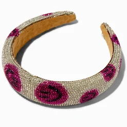 Serre-tête orné de strass visage heureux rose