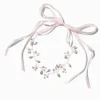Serre-tête perles d'imitation et feuilles de strass couleur doré rose