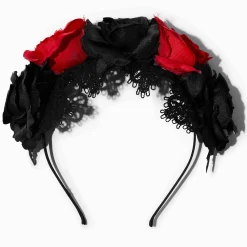 Serre-tête roses rouges et noires