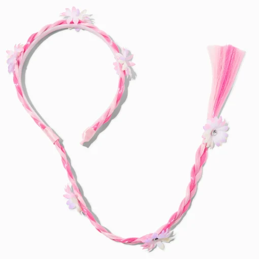 Serre-tête tressé floral rose Claire's Club