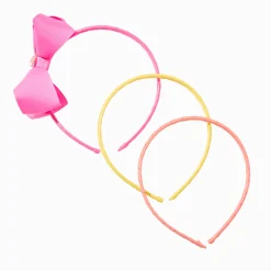 Serre-têtes à nœud bouclés roses arc-en-ciel Claire's Club - Lot de 3