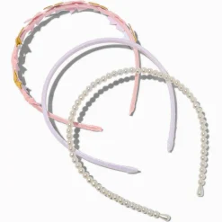 Serre-têtes à nœud couleur dorée et rose Claire's Club - Lot de 3