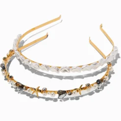 Serre-têtes de plage perles d'imitation et strass - Lot de 2