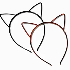 Serre-têtes oreilles de chat noir et écaille de tortue - Lot de 2