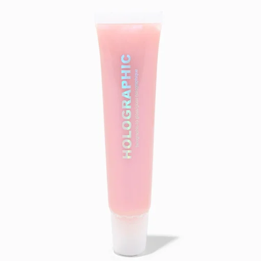Tube de gloss rose clair brillant holographique