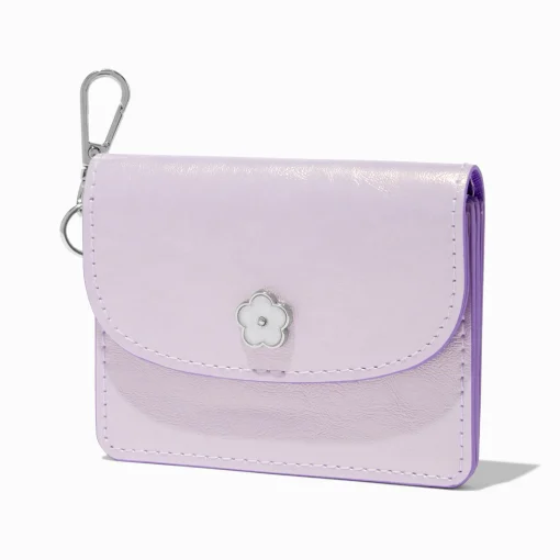 Étui pour cartes violet marguerite iridescent