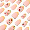 Yellow French Tip Cherry Almond Vegan Faux Nail Set - 24 Pack
